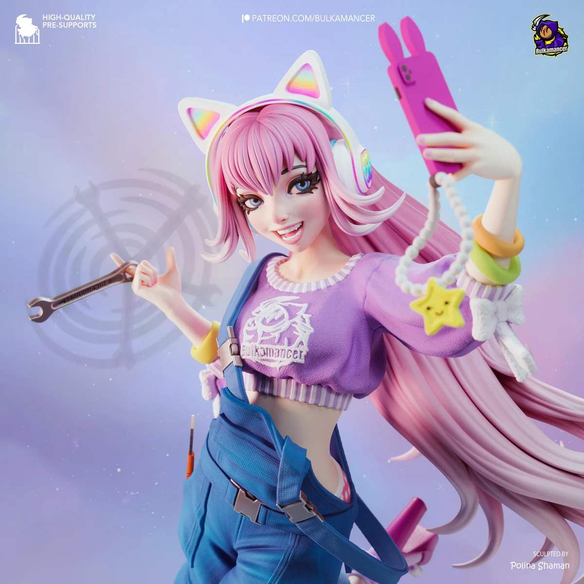 Safie Industrial Workshop Catgirl - Anime Mechanic Figurine Kit - 1/8 Scale 265mm 10.4in - 3D Printed Resin Statue — 6/10
