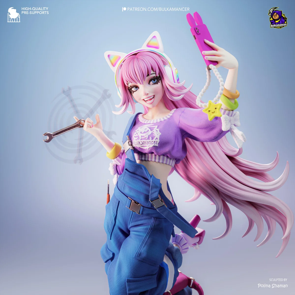 Safie Industrial Workshop Catgirl - Anime Mechanic Figurine Kit - 1/8 Scale 265mm 10.4in - 3D Printed Resin Statue — 1/10