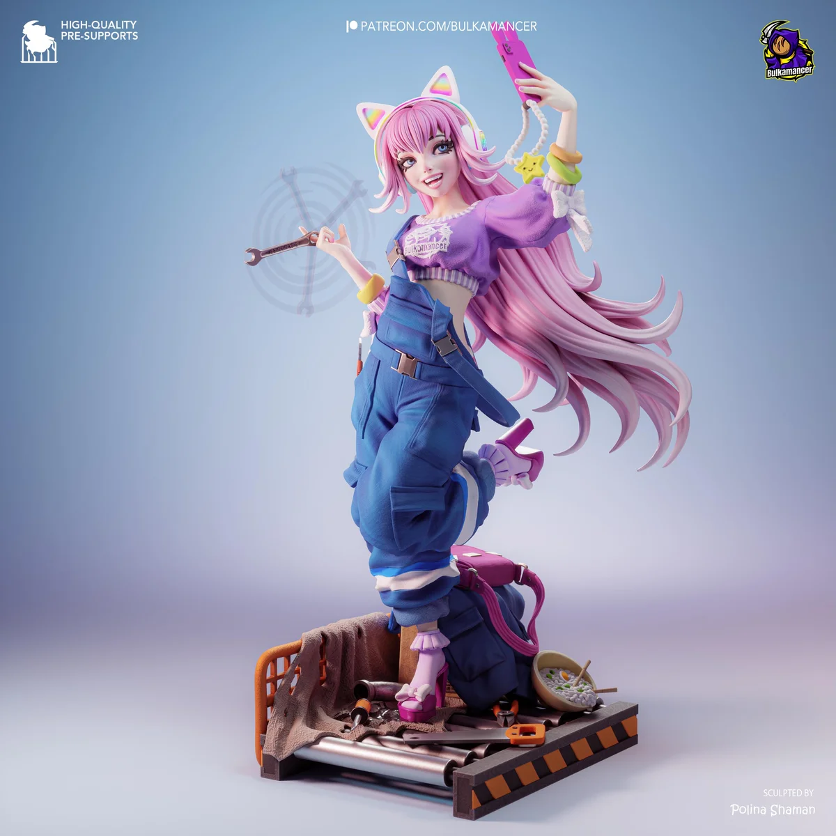 Safie Industrial Workshop Catgirl - Anime Mechanic Figurine Kit - 1/8 Scale 265mm 10.4in - 3D Printed Resin Statue — 8/10