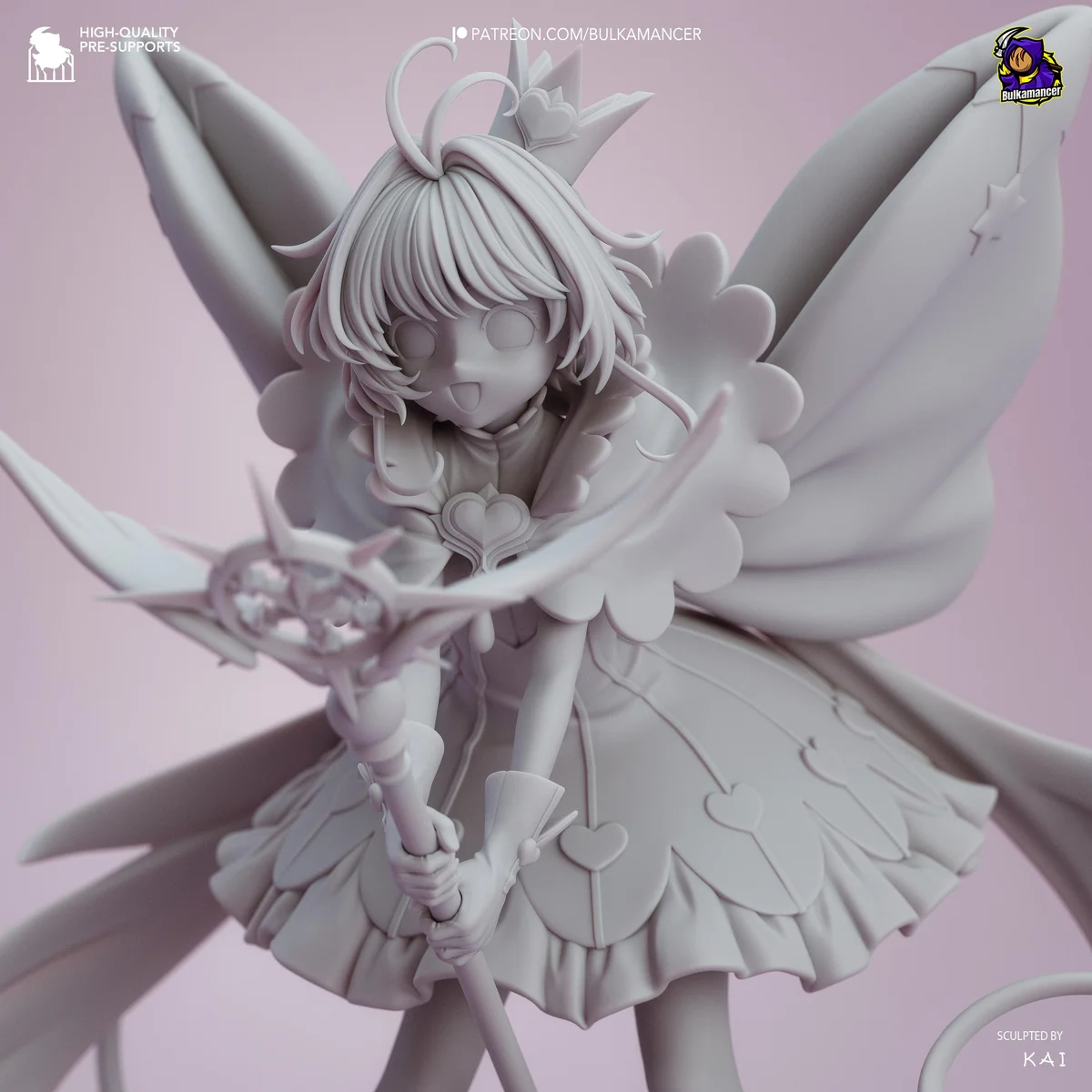 Sakura Kinomoto Magical Girl Anime - Cardcaptor Sakura Clamp Unpainted Resin Figurine Kit - 1/8 Scale 274mm 10.8in - 3D Printed Statue — 9/10