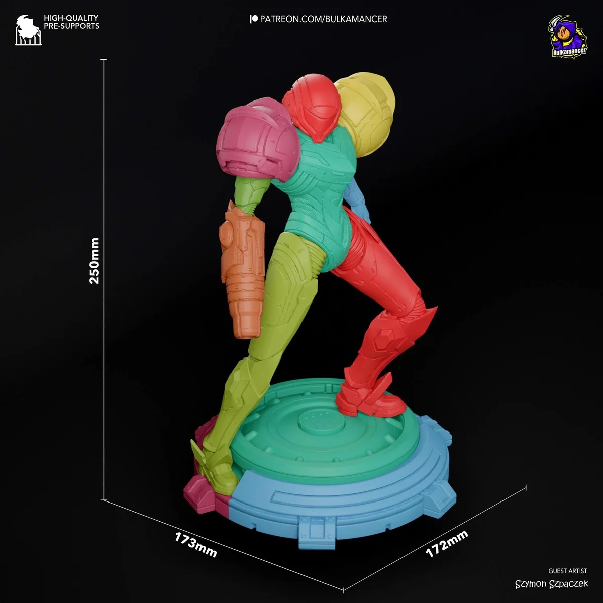 Samus Aran Bounty Hunter Power Suit - Metroid Unpainted Resin Figurine Kit - 1/8 Scale 250mm 9.8in - 3D Printed Statue Fan Art — 2/10