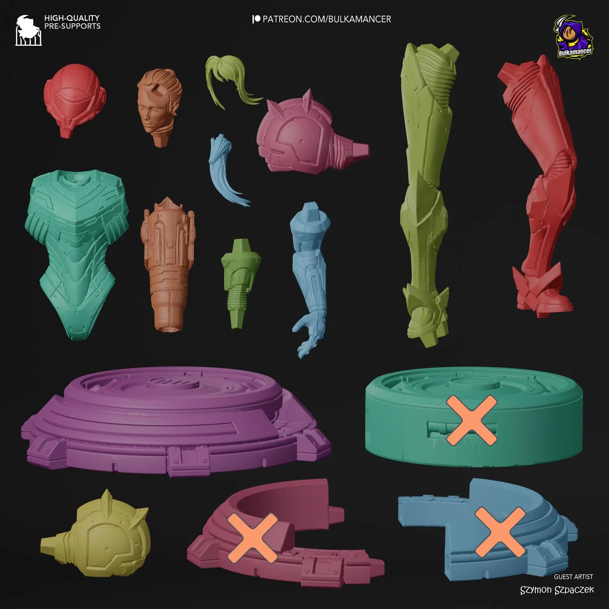 Samus Aran Bounty Hunter Power Suit - Metroid Unpainted Resin Figurine Kit - 1/8 Scale 250mm 9.8in - 3D Printed Statue Fan Art — 3/10