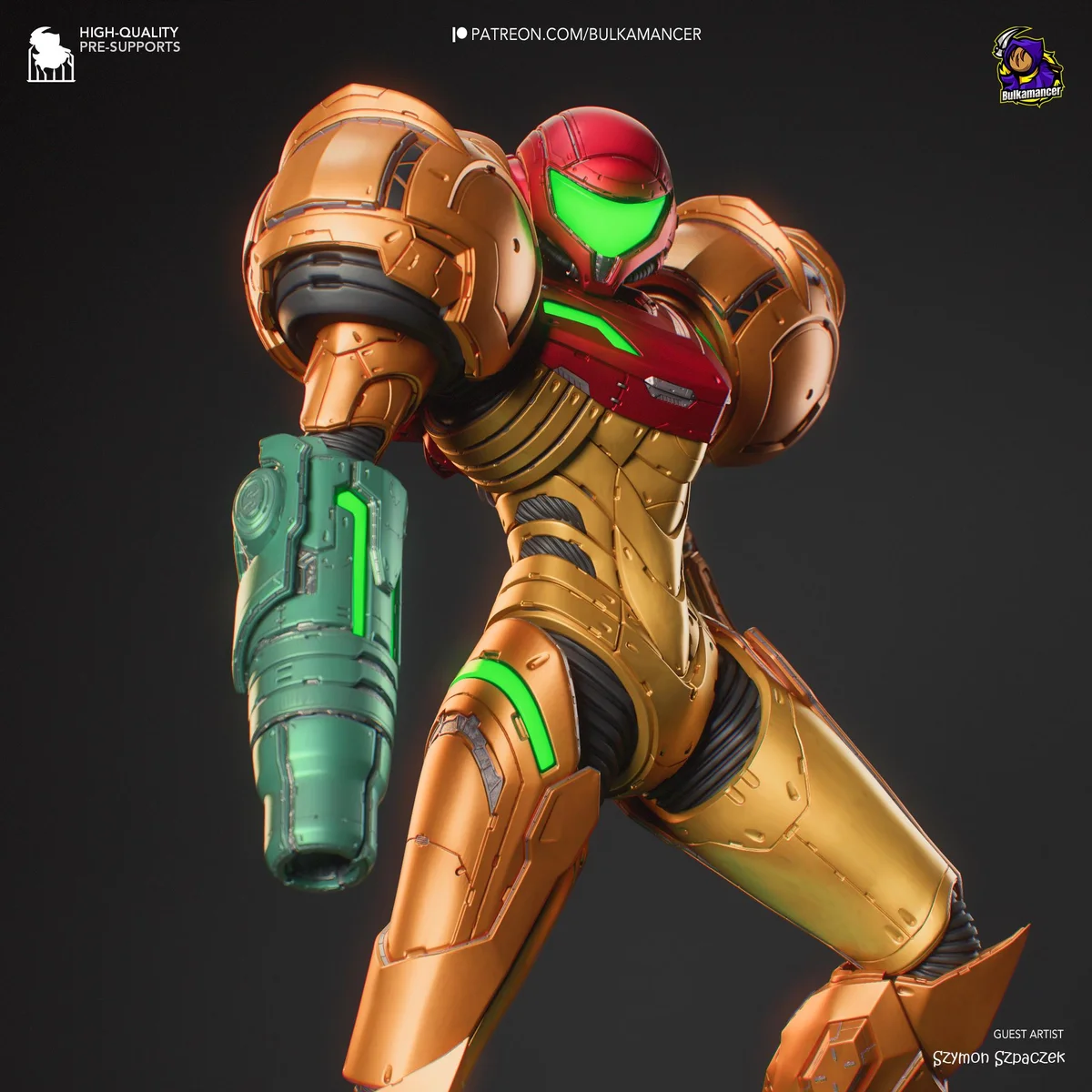 Samus Aran Bounty Hunter Power Suit - Metroid Unpainted Resin Figurine Kit - 1/8 Scale 250mm 9.8in - 3D Printed Statue Fan Art — 5/10