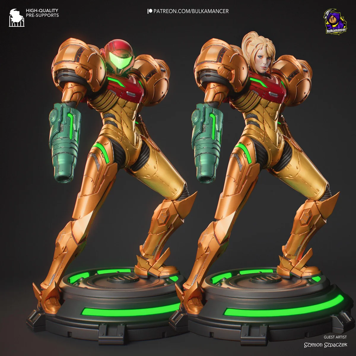 Samus Aran Bounty Hunter Power Suit - Metroid Unpainted Resin Figurine Kit - 1/8 Scale 250mm 9.8in - 3D Printed Statue Fan Art — 1/10