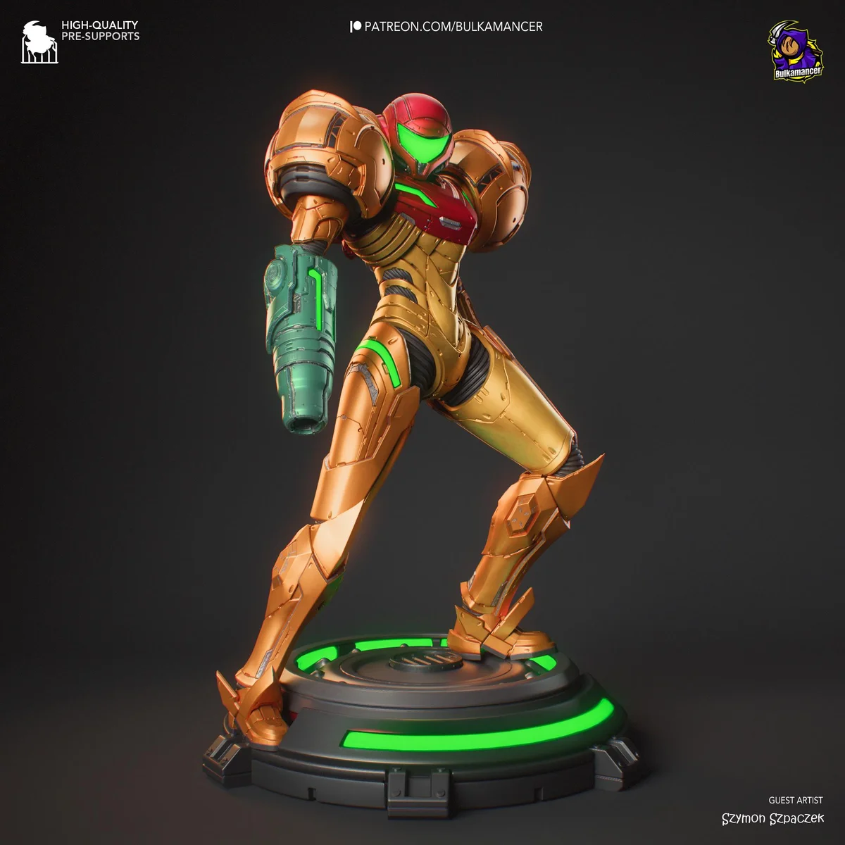 Samus Aran Bounty Hunter Power Suit - Metroid Unpainted Resin Figurine Kit - 1/8 Scale 250mm 9.8in - 3D Printed Statue Fan Art — 8/10
