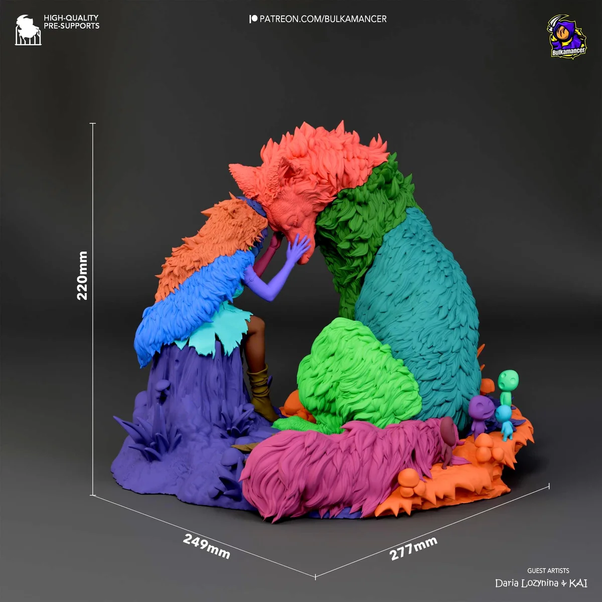 San and Moro Wolf Goddess Forest Spirit Diorama - Princess Mononoke Ghibli Unpainted Resin Diorama Kit - 1/8 Scale 249mm 9.8in - Statue — 2/10