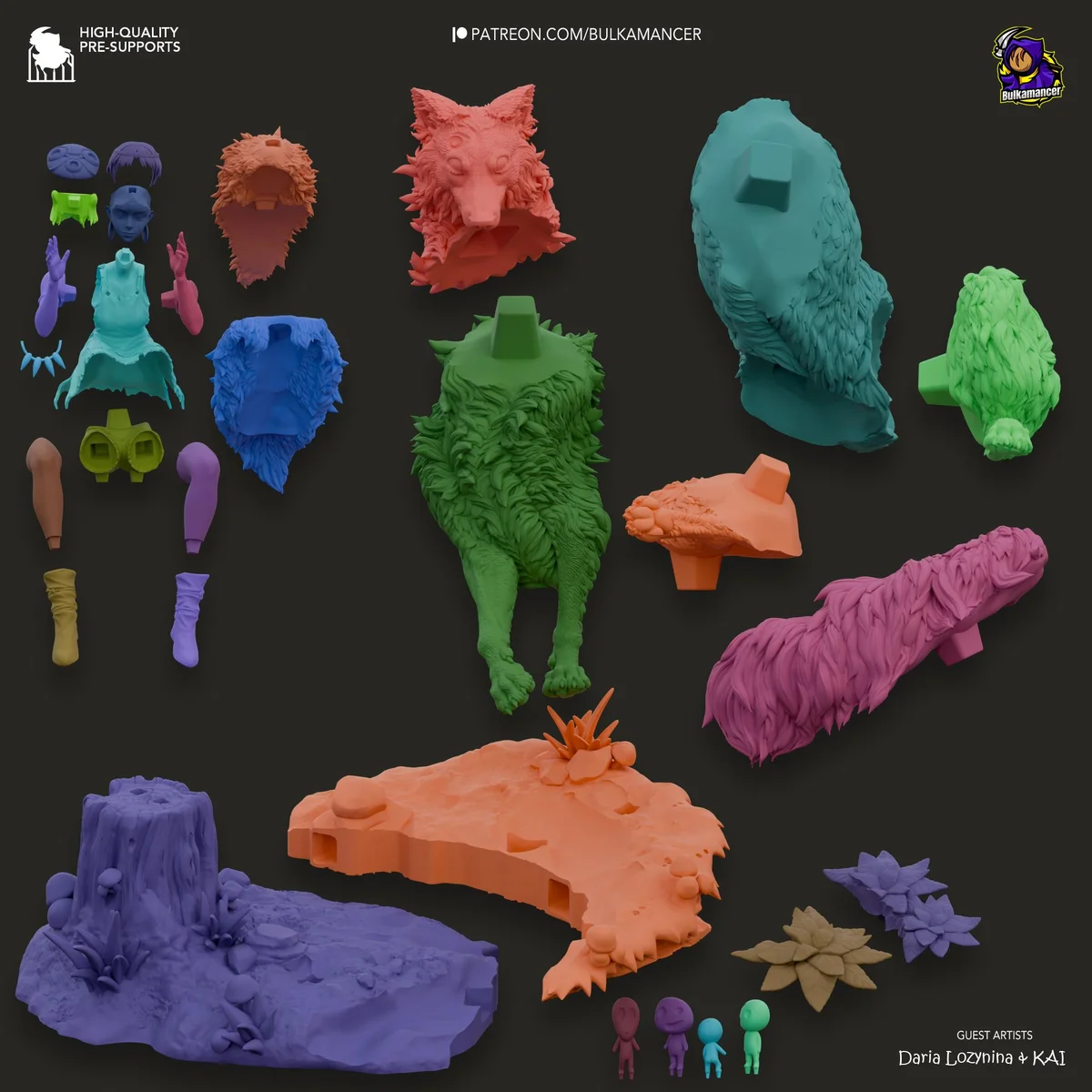 San and Moro Wolf Goddess Forest Spirit Diorama - Princess Mononoke Ghibli Unpainted Resin Diorama Kit - 1/8 Scale 249mm 9.8in - Statue — 3/10