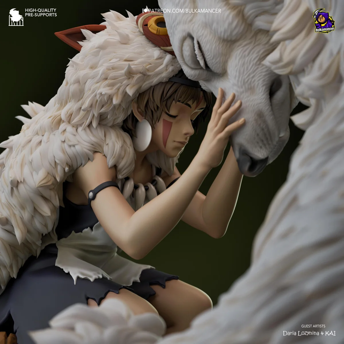 San and Moro Wolf Goddess Forest Spirit Diorama - Princess Mononoke Ghibli Unpainted Resin Diorama Kit - 1/8 Scale 249mm 9.8in - Statue — 4/10