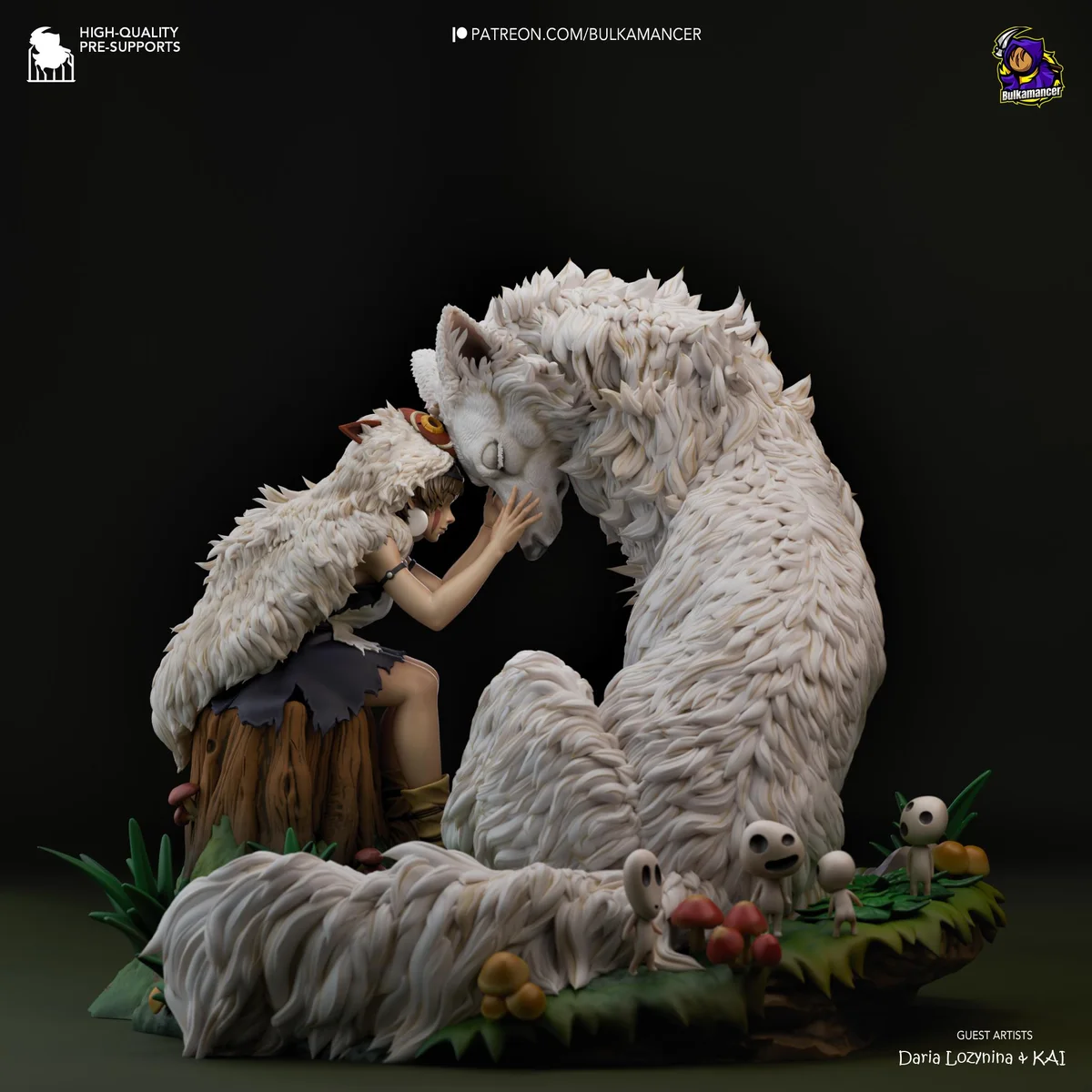 San and Moro Wolf Goddess Forest Spirit Diorama - Princess Mononoke Ghibli Unpainted Resin Diorama Kit - 1/8 Scale 249mm 9.8in - Statue — 5/10