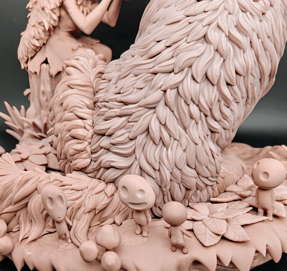 San and Moro Wolf Goddess Forest Spirit Diorama - Princess Mononoke Ghibli Unpainted Resin Diorama Kit - 1/8 Scale 249mm 9.8in - Statue — 9/10