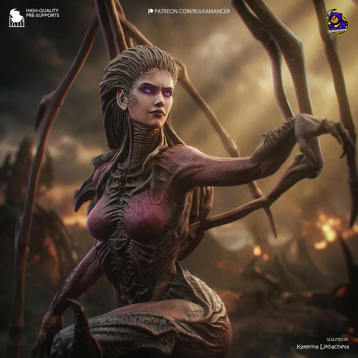 Sarah Kerrigan Queen of Blades Sci-Fi Strategy - StarCraft II Zerg Unpainted Resin Figurine Kit - 1/8 Scale 280mm 11.0in - 3D Printed Statue — 4/10