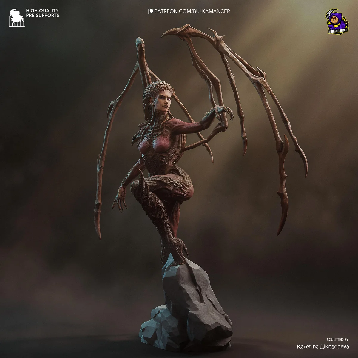 Sarah Kerrigan Queen of Blades Sci-Fi Strategy - StarCraft II Zerg Unpainted Resin Figurine Kit - 1/8 Scale 280mm 11.0in - 3D Printed Statue — 1/10