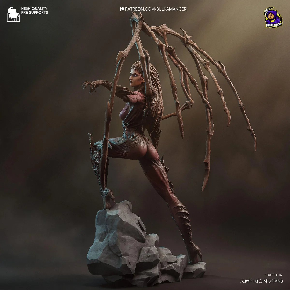 Sarah Kerrigan Queen of Blades Sci-Fi Strategy - StarCraft II Zerg Unpainted Resin Figurine Kit - 1/8 Scale 280mm 11.0in - 3D Printed Statue — 5/10