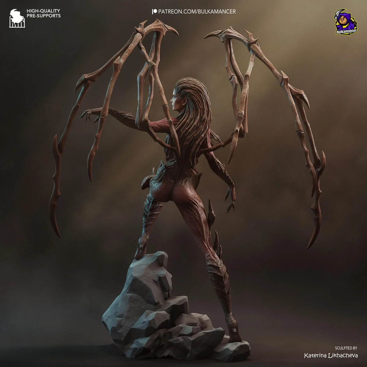 Sarah Kerrigan Queen of Blades Sci-Fi Strategy - StarCraft II Zerg Unpainted Resin Figurine Kit - 1/8 Scale 280mm 11.0in - 3D Printed Statue — 6/10