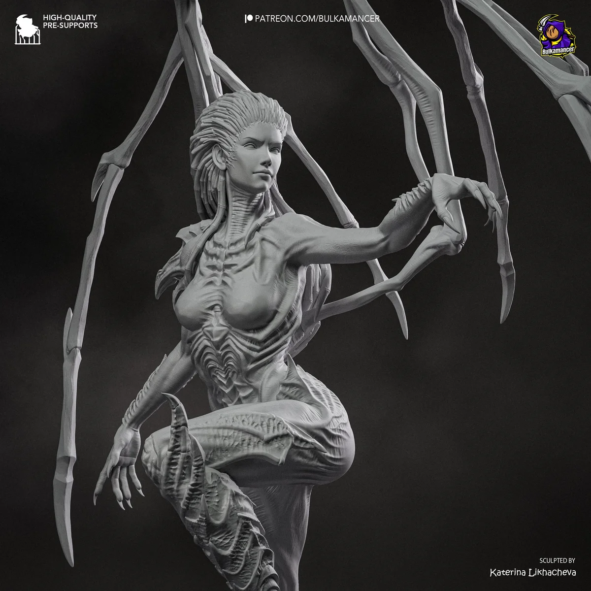 Sarah Kerrigan Queen of Blades Sci-Fi Strategy - StarCraft II Zerg Unpainted Resin Figurine Kit - 1/8 Scale 280mm 11.0in - 3D Printed Statue — 8/10