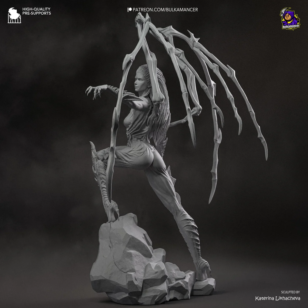 Sarah Kerrigan Queen of Blades Sci-Fi Strategy - StarCraft II Zerg Unpainted Resin Figurine Kit - 1/8 Scale 280mm 11.0in - 3D Printed Statue — 10/10
