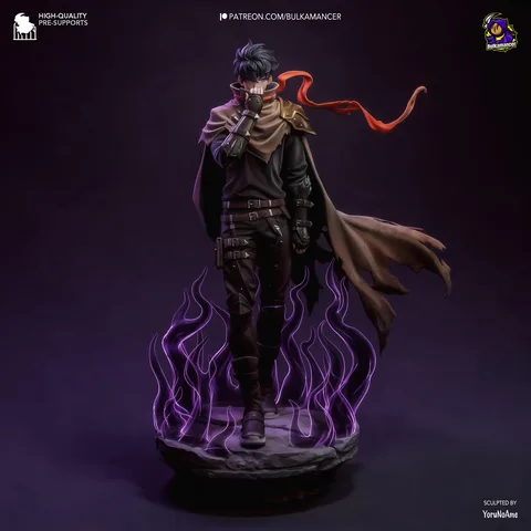 Sung Jin Woo Shadow Monarch Manhwa Anime - Solo Leveling Unpainted Resin Figurine Kit - 1/8 Scale 274mm 10.8in - 3D Printed Statue Fan Art