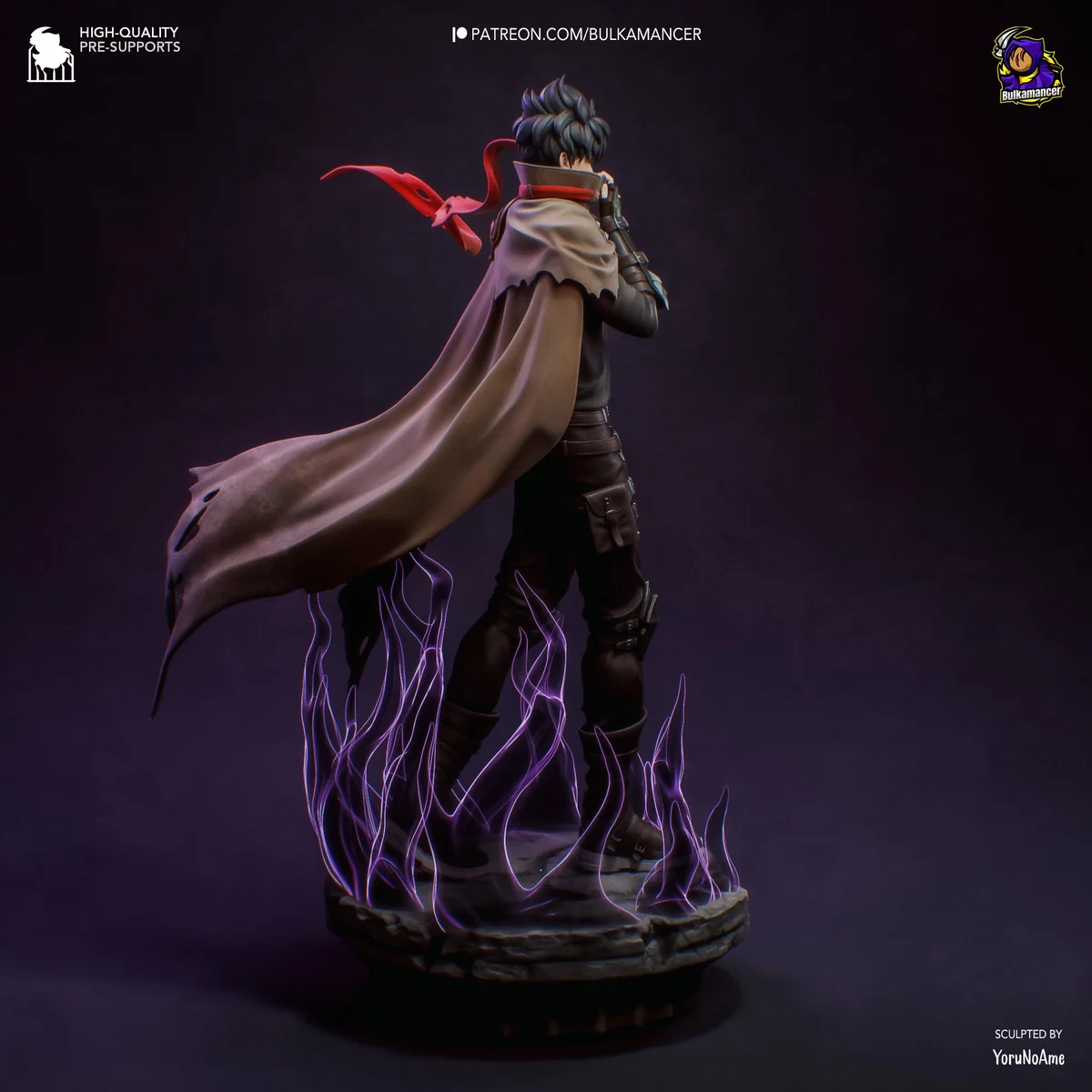 Sung Jin Woo Shadow Monarch Manhwa Anime - Solo Leveling Unpainted Resin Figurine Kit - 1/8 Scale 274mm 10.8in - 3D Printed Statue Fan Art — 5/10
