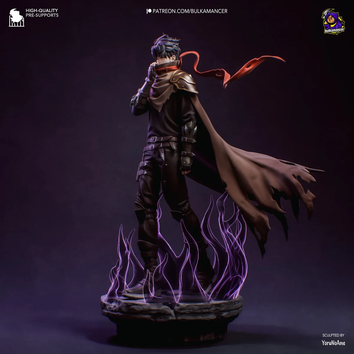 Sung Jin Woo Shadow Monarch Manhwa Anime - Solo Leveling Unpainted Resin Figurine Kit - 1/8 Scale 274mm 10.8in - 3D Printed Statue Fan Art — 6/10