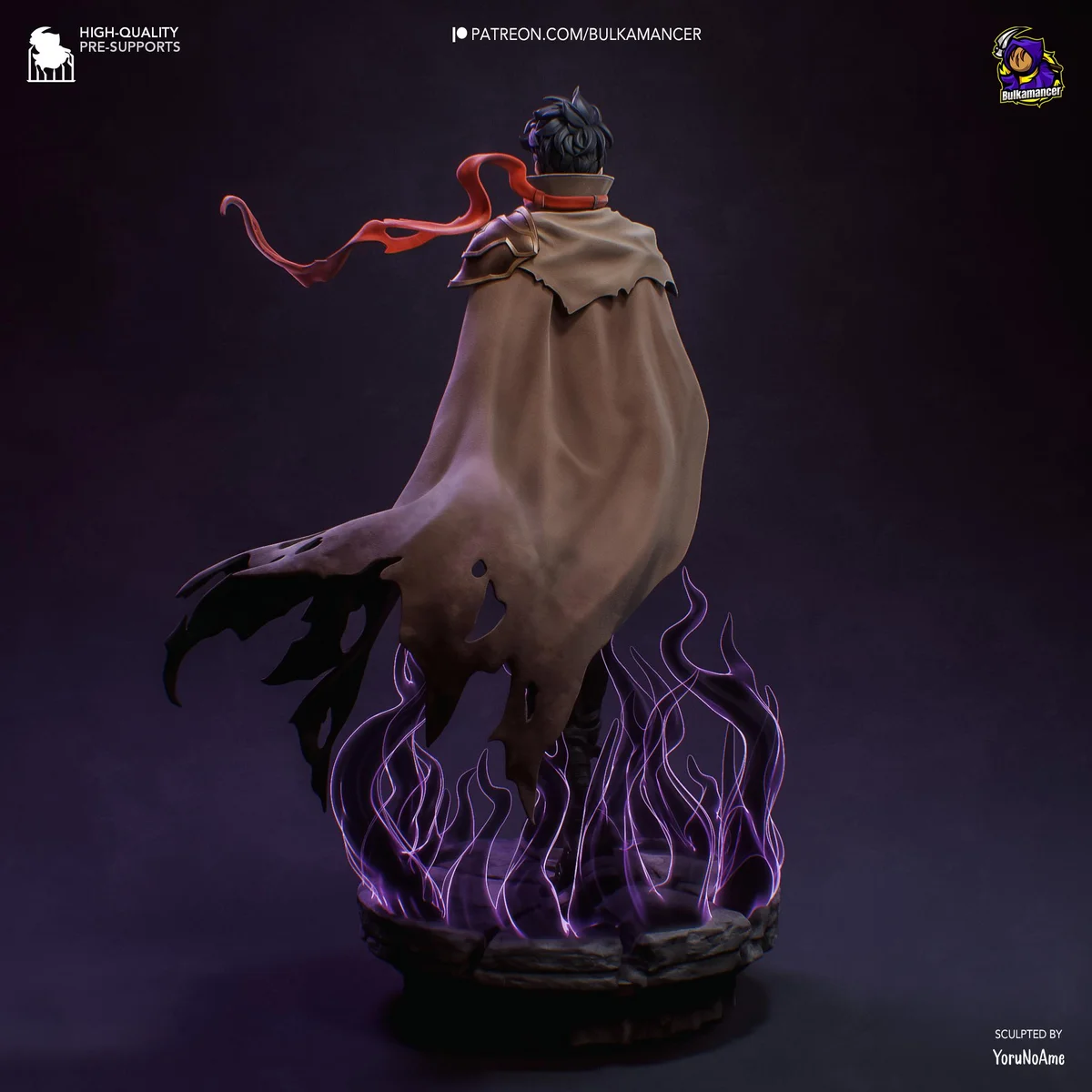 Sung Jin Woo Shadow Monarch Manhwa Anime - Solo Leveling Unpainted Resin Figurine Kit - 1/8 Scale 274mm 10.8in - 3D Printed Statue Fan Art — 7/10