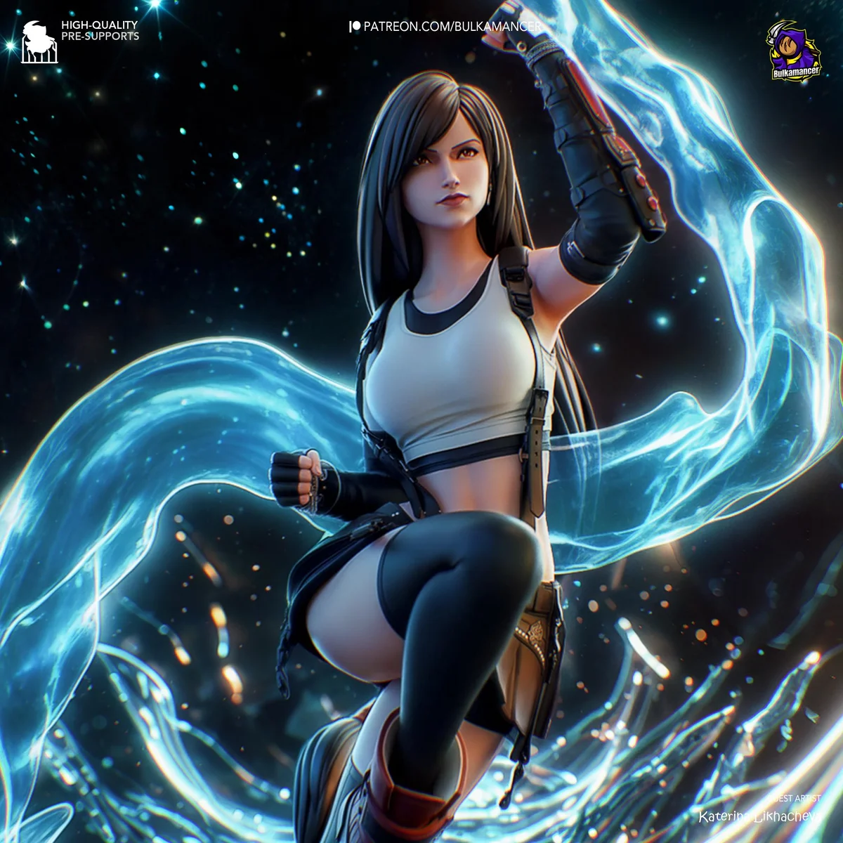 Tifa Lockhart AVALANCHE Fighter - Final Fantasy VII FF7 Unpainted Resin Figurine Kit - 1/8 Scale 253mm 10.0in - 3D Printed Statue Fan Art — 4/10