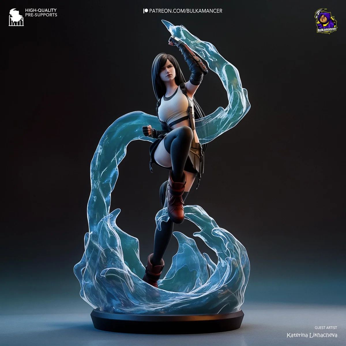 Tifa Lockhart AVALANCHE Fighter - Final Fantasy VII FF7 Unpainted Resin Figurine Kit - 1/8 Scale 253mm 10.0in - 3D Printed Statue Fan Art — 1/10