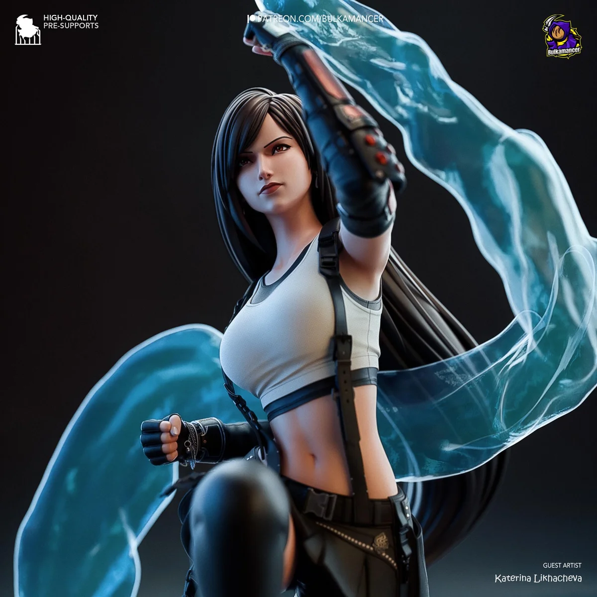 Tifa Lockhart AVALANCHE Fighter - Final Fantasy VII FF7 Unpainted Resin Figurine Kit - 1/8 Scale 253mm 10.0in - 3D Printed Statue Fan Art — 5/10