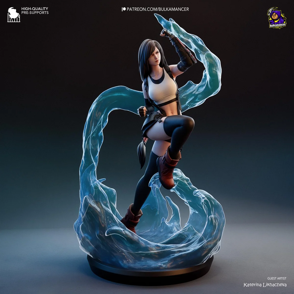 Tifa Lockhart AVALANCHE Fighter - Final Fantasy VII FF7 Unpainted Resin Figurine Kit - 1/8 Scale 253mm 10.0in - 3D Printed Statue Fan Art — 6/10