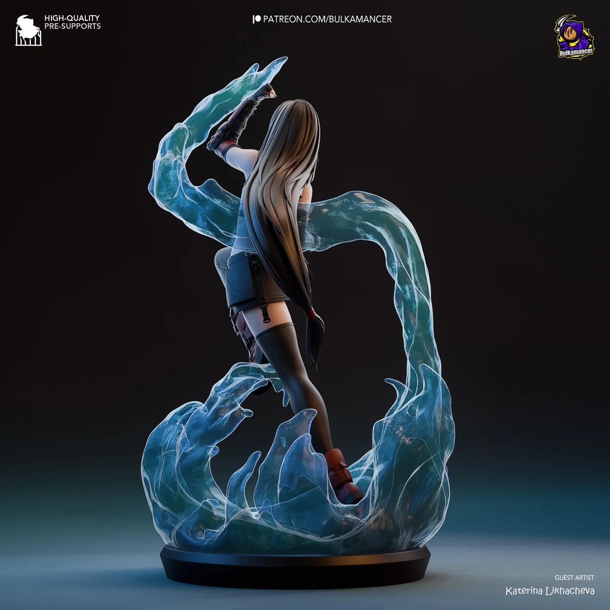 Tifa Lockhart AVALANCHE Fighter - Final Fantasy VII FF7 Unpainted Resin Figurine Kit - 1/8 Scale 253mm 10.0in - 3D Printed Statue Fan Art — 7/10