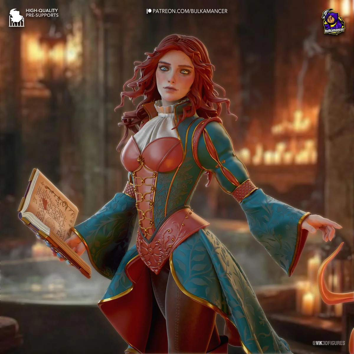 Triss Merigold Sorceress Temerian - The Witcher Unpainted Resin Figurine Kit - 1/8 Scale 240mm 9.4in - 3D Printed Statue Fan Art — 4/10