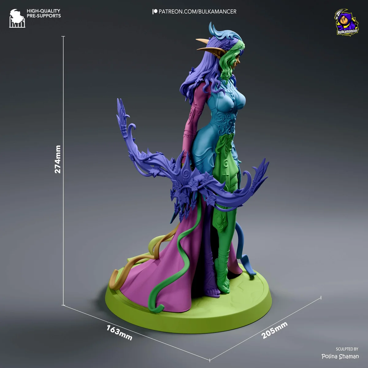 Tyrande Whisperwind Night Elf Priestess - World of Warcraft Unpainted Resin Figurine Kit - 1/8 Scale 274mm 10.8in - 3D Printed Statue — 2/10