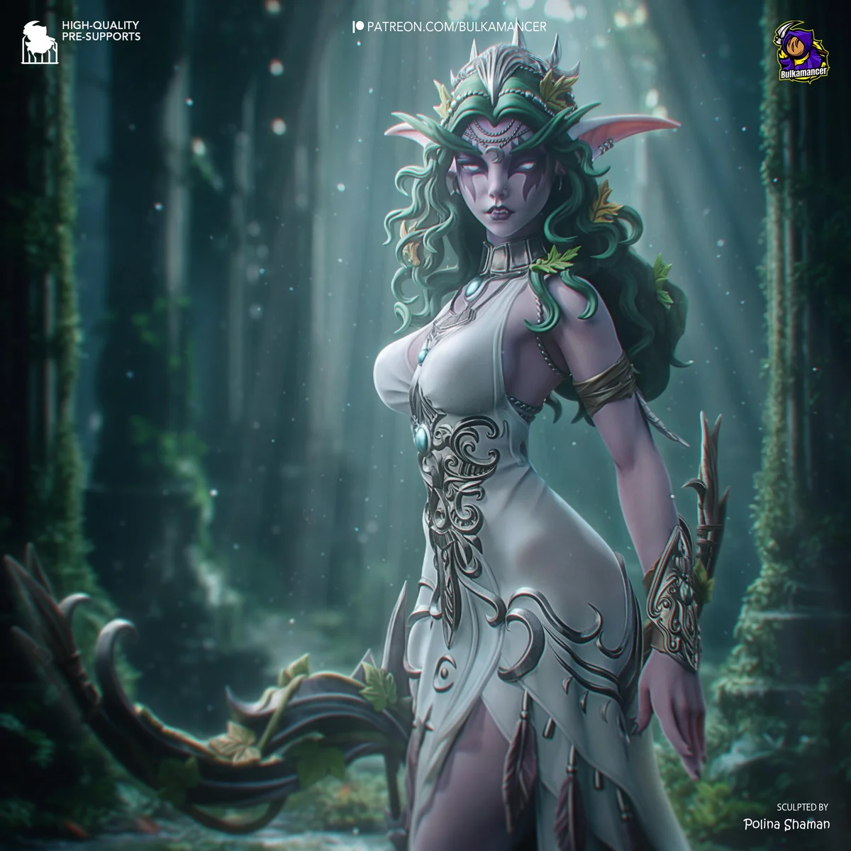Tyrande Whisperwind Night Elf Priestess - World of Warcraft Unpainted Resin Figurine Kit - 1/8 Scale 274mm 10.8in - 3D Printed Statue — 4/10