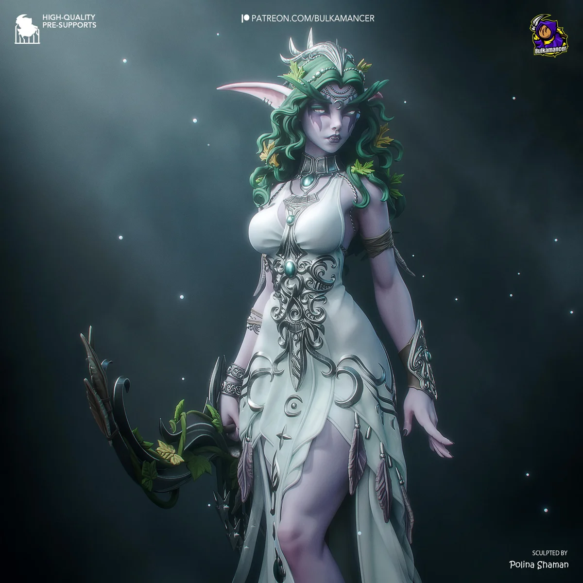 Tyrande Whisperwind Night Elf Priestess - World of Warcraft Unpainted Resin Figurine Kit - 1/8 Scale 274mm 10.8in - 3D Printed Statue — 5/10