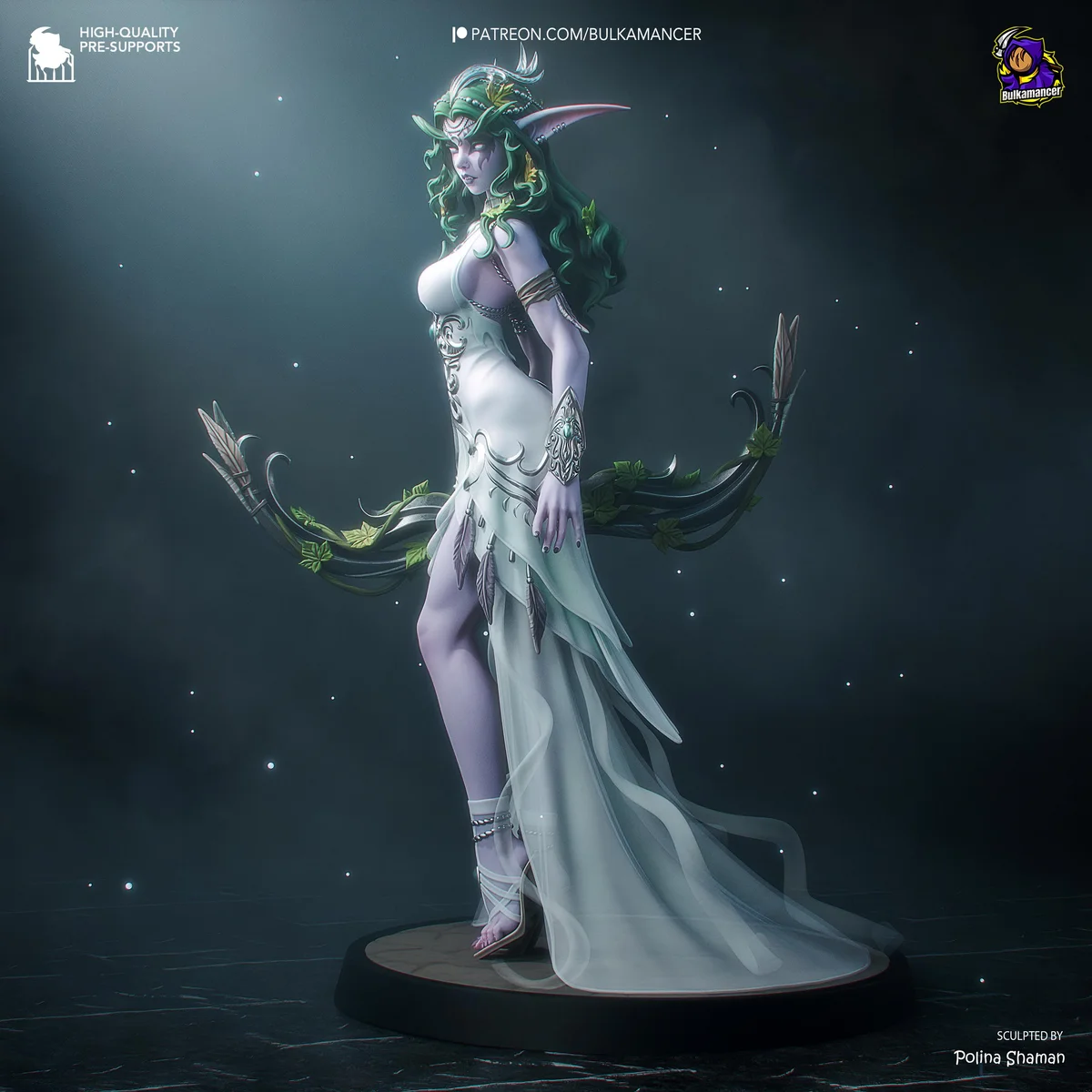 Tyrande Whisperwind Night Elf Priestess - World of Warcraft Unpainted Resin Figurine Kit - 1/8 Scale 274mm 10.8in - 3D Printed Statue — 7/10