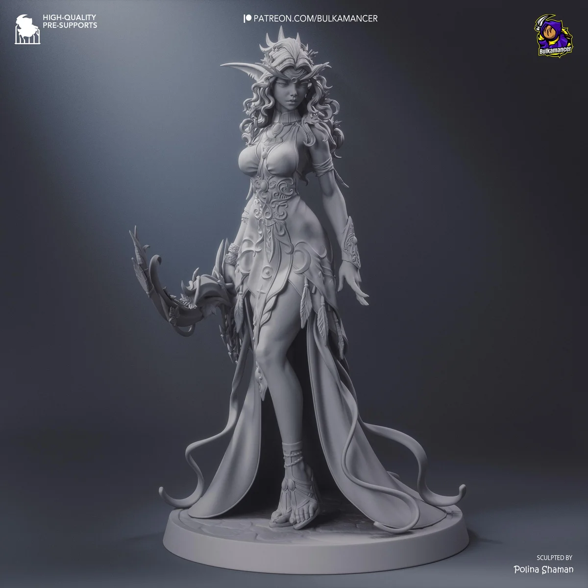 Tyrande Whisperwind Night Elf Priestess - World of Warcraft Unpainted Resin Figurine Kit - 1/8 Scale 274mm 10.8in - 3D Printed Statue — 10/10