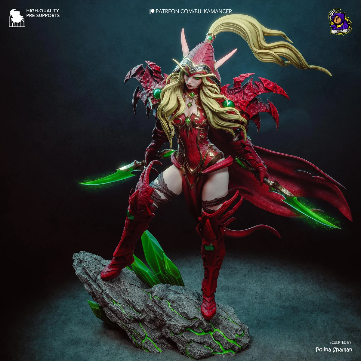 Valeera Sanguinar Blood Elf Rogue - World of Warcraft Unpainted Resin Figurine Kit - 1/8 Scale 299mm 11.8in - 3D Printed Statue Fan Art — 1/10