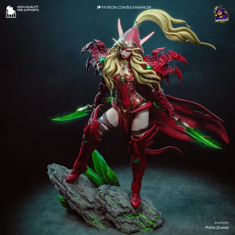 Valeera Sanguinar Blood Elf Rogue - World of Warcraft Unpainted Resin Figurine Kit - 1/8 Scale 299mm 11.8in - 3D Printed Statue Fan Art