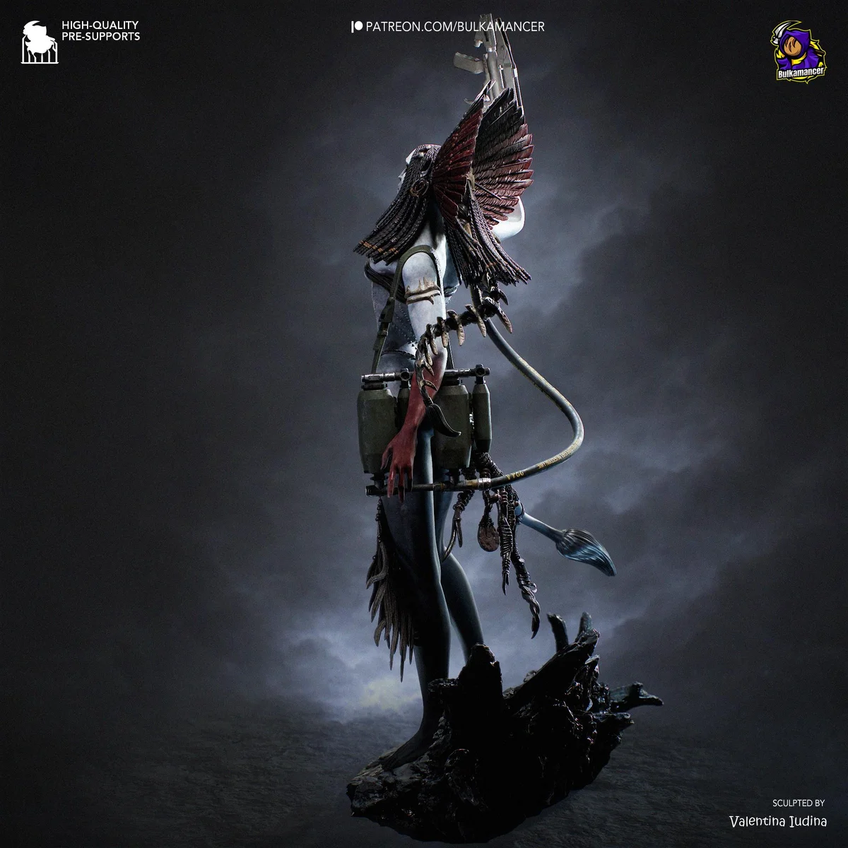 Varang Tribal Na'vi Warrior - Avatar Fire and Ash Unpainted Resin Figurine Kit - 1/10 Scale 341mm 13.4in - 3D Printed Statue Fan Art — 9/10