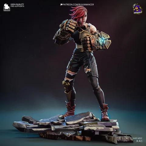 Vi Violet Piltover Enforcer - Arcane League of Legends Netflix Unpainted Resin Figurine Kit - 1/8 Scale 245mm 9.6in - 3D Printed Statue
