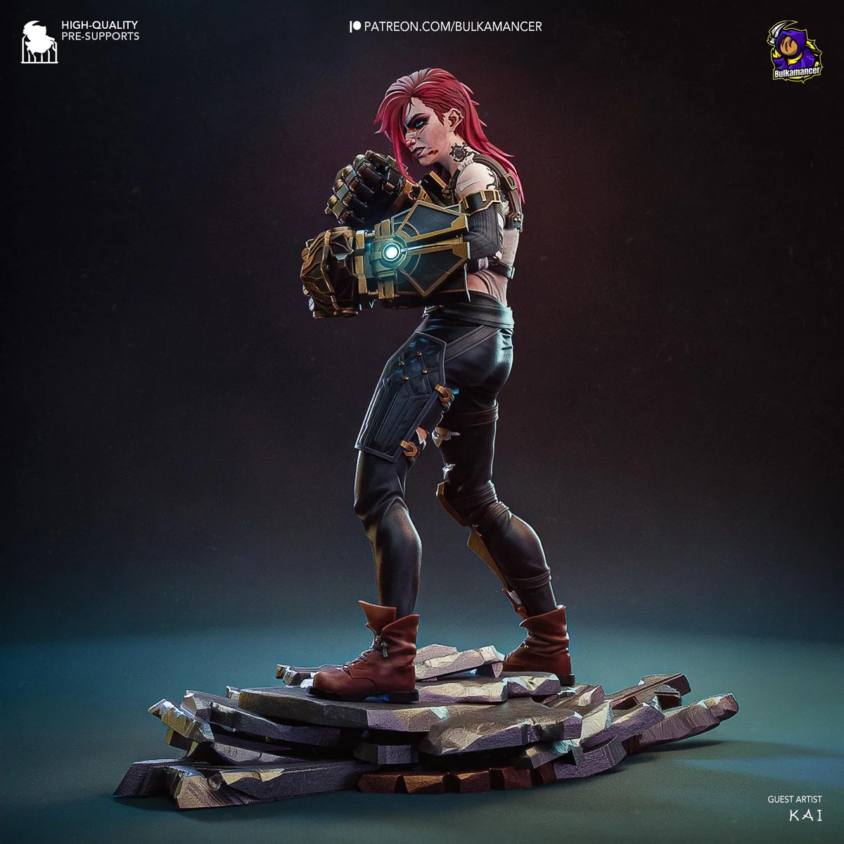 Vi Violet Piltover Enforcer - Arcane League of Legends Netflix Unpainted Resin Figurine Kit - 1/8 Scale 245mm 9.6in - 3D Printed Statue — 5/10