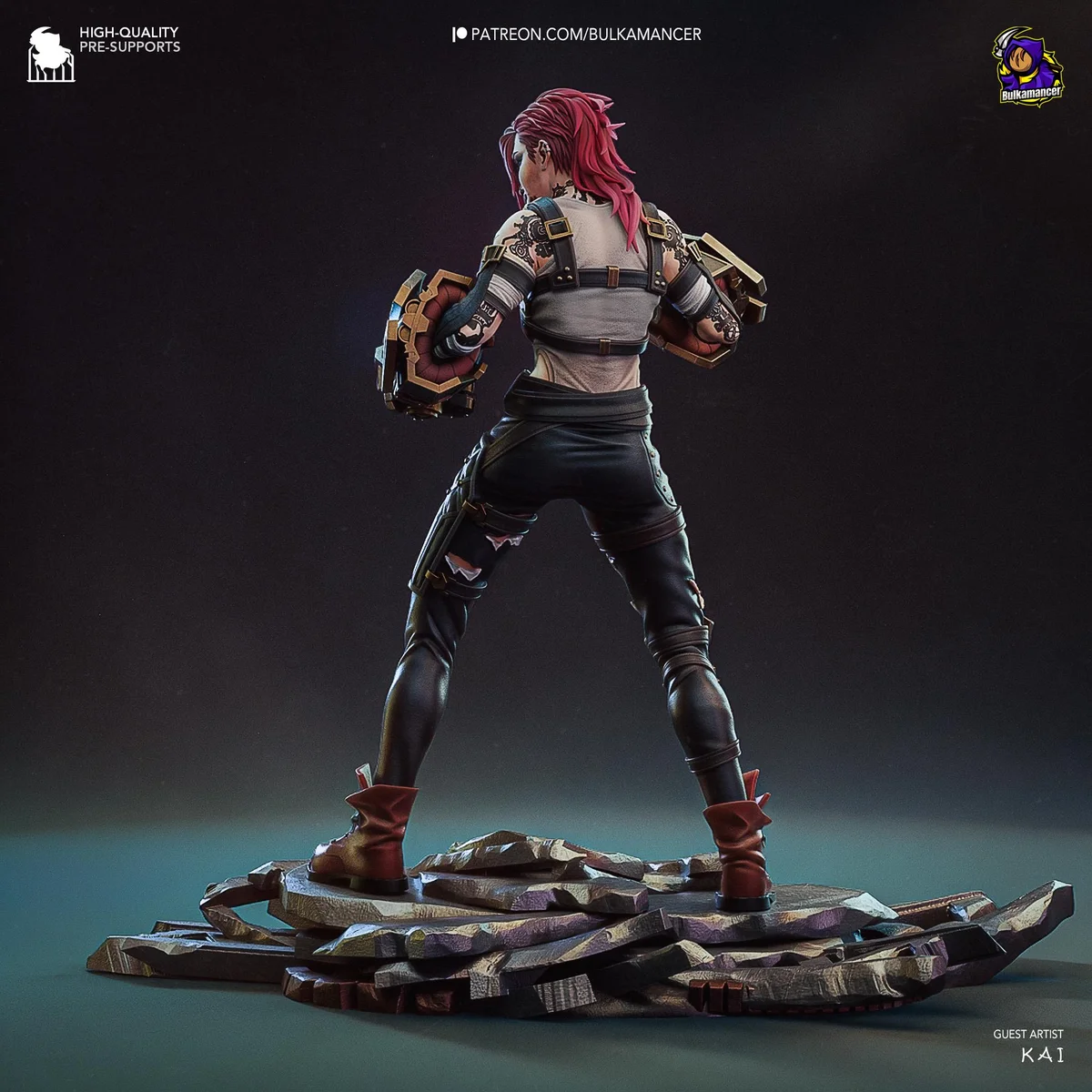 Vi Violet Piltover Enforcer - Arcane League of Legends Netflix Unpainted Resin Figurine Kit - 1/8 Scale 245mm 9.6in - 3D Printed Statue — 6/10