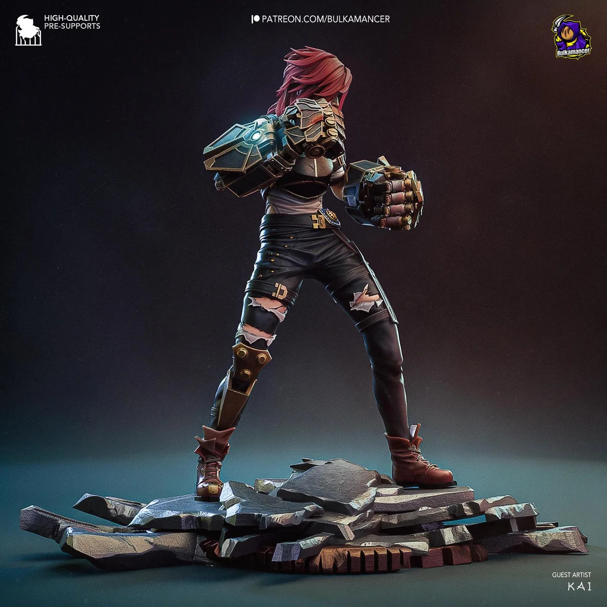 Vi Violet Piltover Enforcer - Arcane League of Legends Netflix Unpainted Resin Figurine Kit - 1/8 Scale 245mm 9.6in - 3D Printed Statue — 7/10