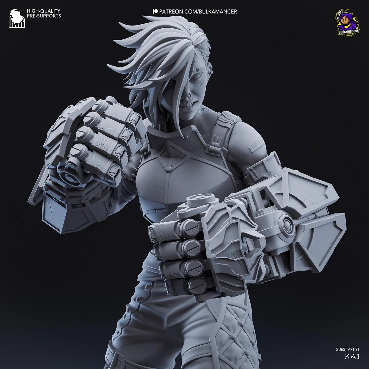 Vi Violet Piltover Enforcer - Arcane League of Legends Netflix Unpainted Resin Figurine Kit - 1/8 Scale 245mm 9.6in - 3D Printed Statue — 9/10