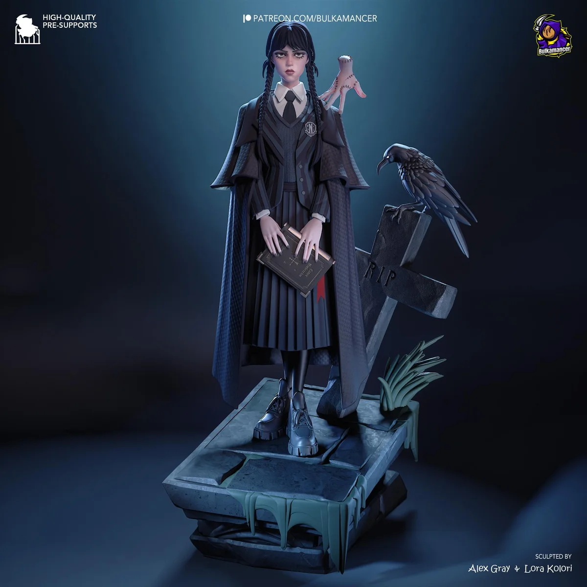 Wednesday and Morticia Addams Gothic Diorama - The Addams Family Netflix Unpainted Resin Diorama Kit - 1/8 Scale 280mm 11.0in - Statue — 6/10