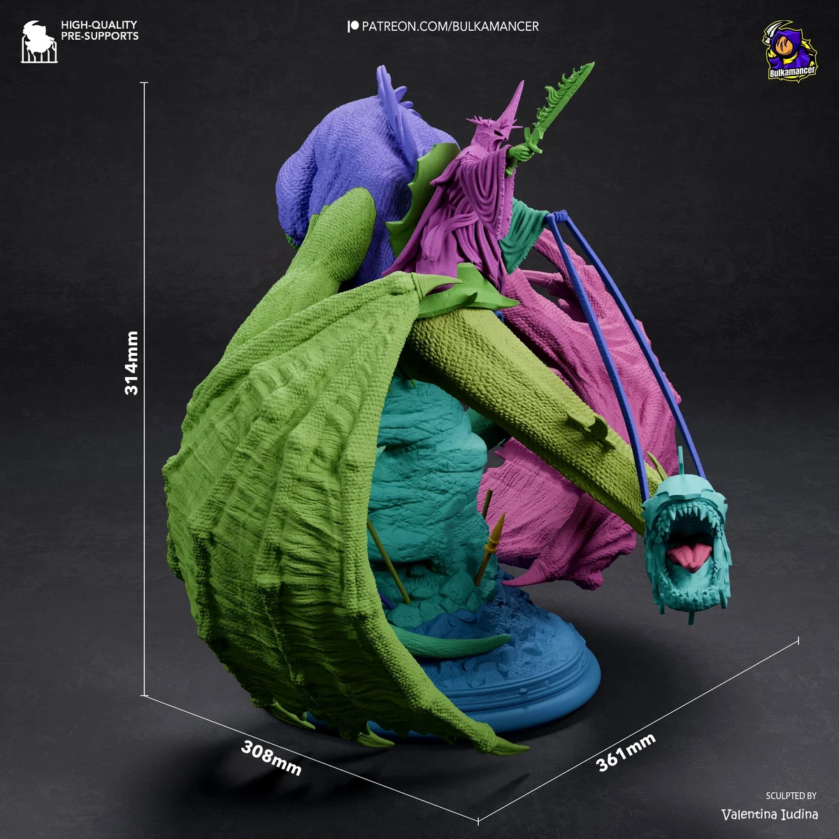 Witch-King of Angmar on Fell Beast - Lord of the Rings LOTR Unpainted Resin Diorama Kit - 1/20 Scale 314mm 12.4in - Statue — 2/10