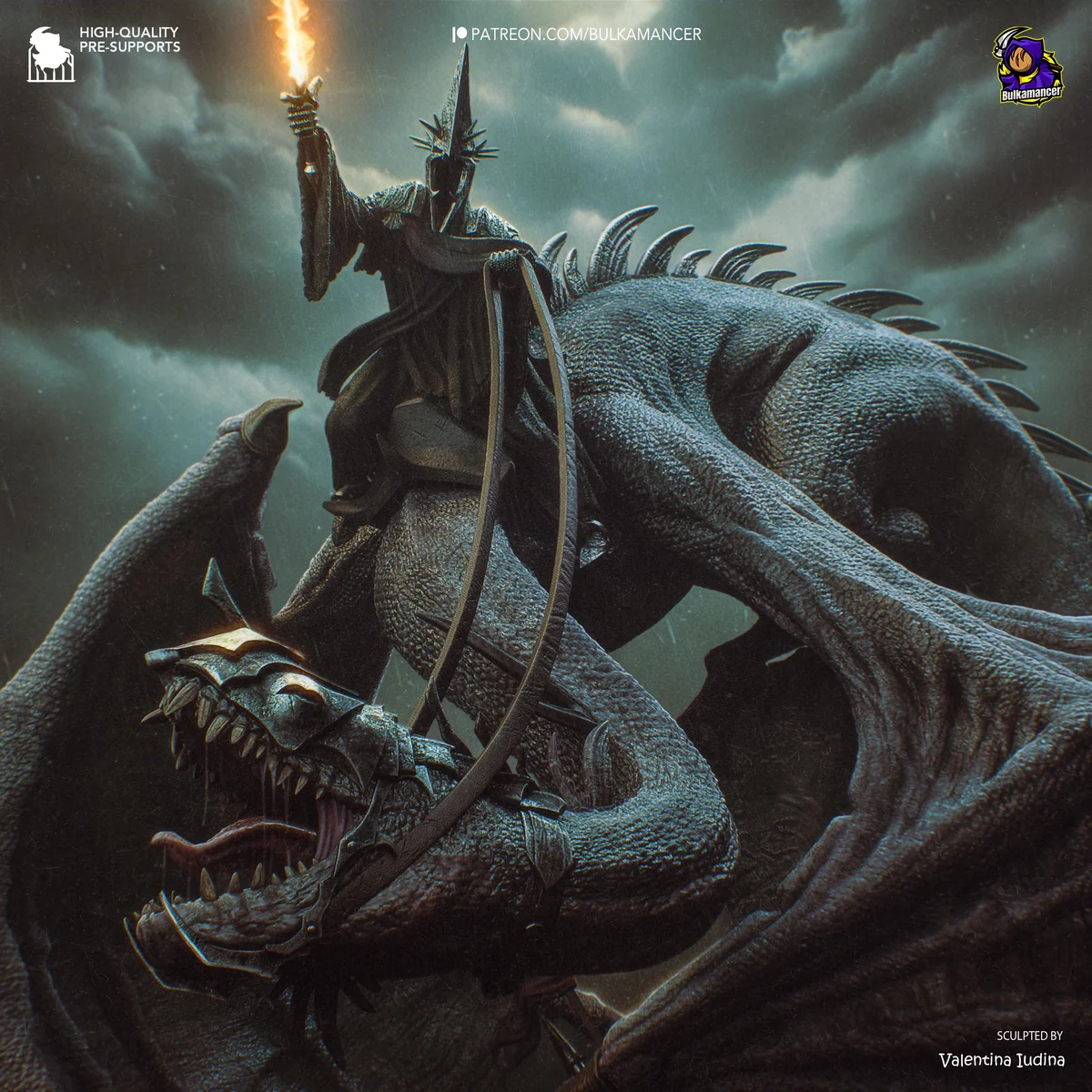 Witch-King of Angmar on Fell Beast - Lord of the Rings LOTR Unpainted Resin Diorama Kit - 1/20 Scale 314mm 12.4in - Statue — 4/10
