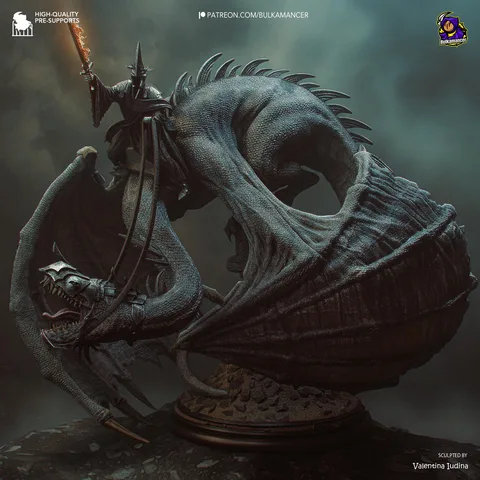 Witch-King of Angmar on Fell Beast - Lord of the Rings LOTR Unpainted Resin Diorama Kit - 1/20 Scale 314mm 12.4in - Statue