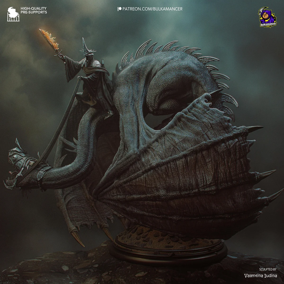 Witch-King of Angmar on Fell Beast - Lord of the Rings LOTR Unpainted Resin Diorama Kit - 1/20 Scale 314mm 12.4in - Statue — 5/10