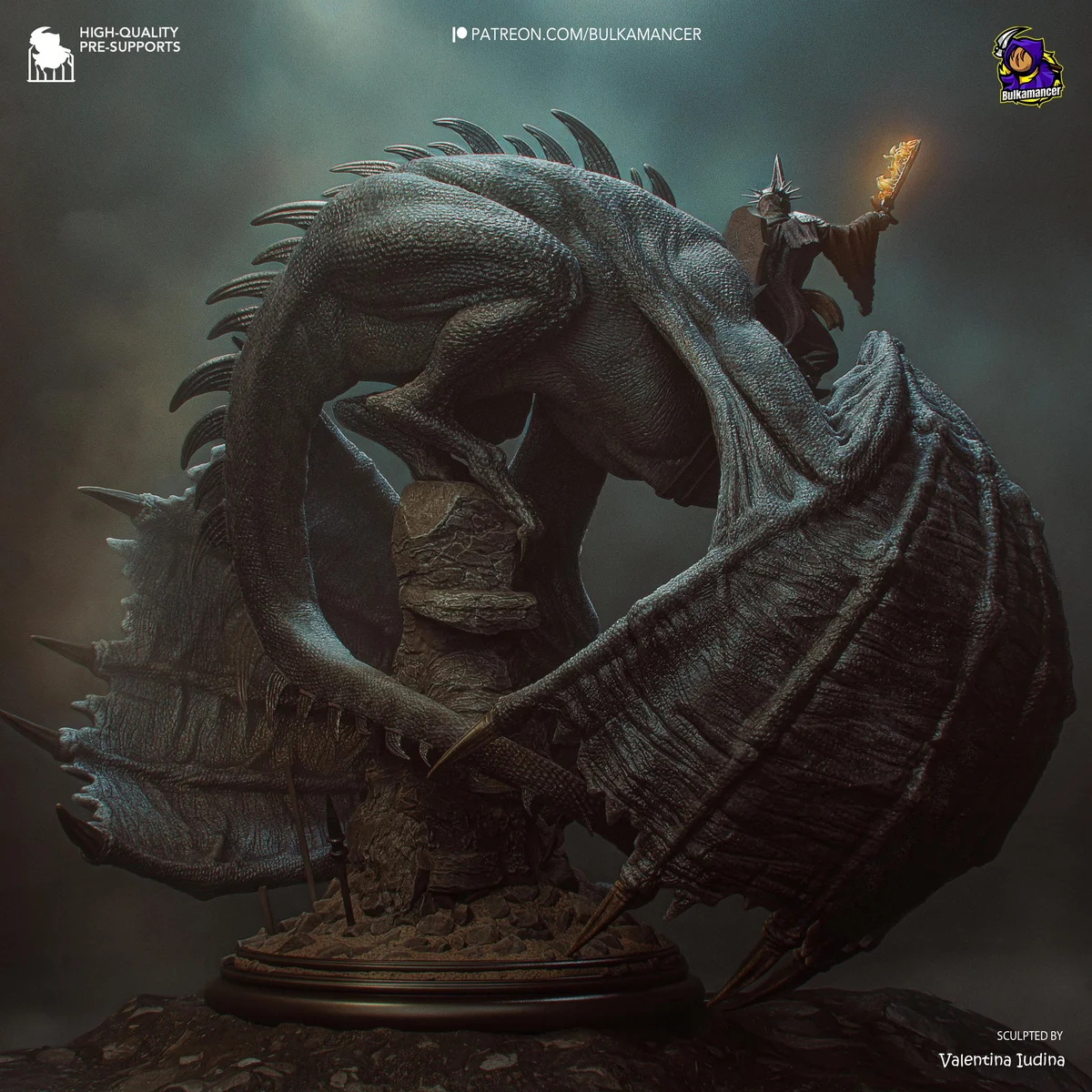 Witch-King of Angmar on Fell Beast - Lord of the Rings LOTR Unpainted Resin Diorama Kit - 1/20 Scale 314mm 12.4in - Statue — 8/10