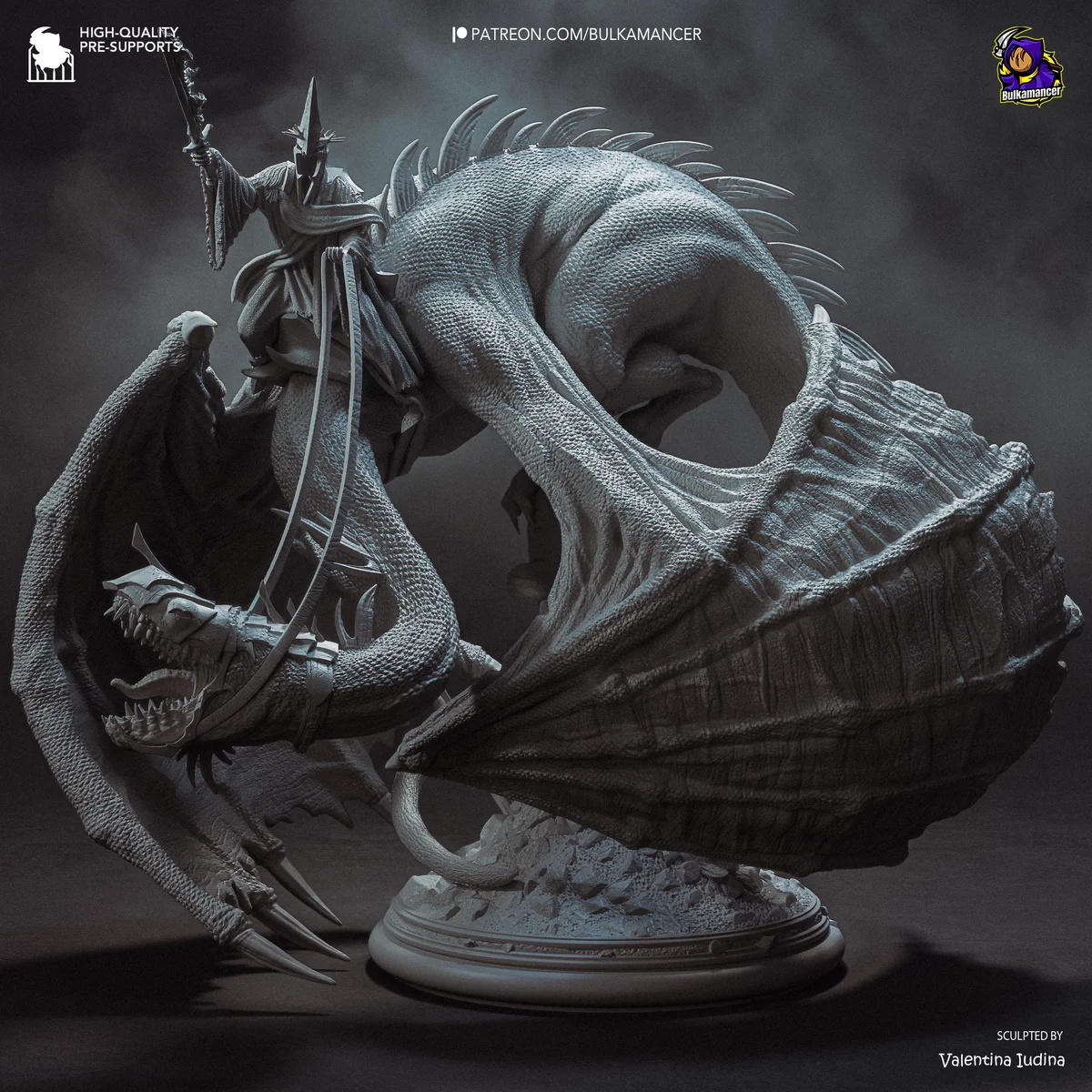 Witch-King of Angmar on Fell Beast - Lord of the Rings LOTR Unpainted Resin Diorama Kit - 1/20 Scale 314mm 12.4in - Statue — 9/10